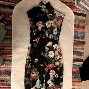 Ted Baker floral print sheath midi with cowl neck
